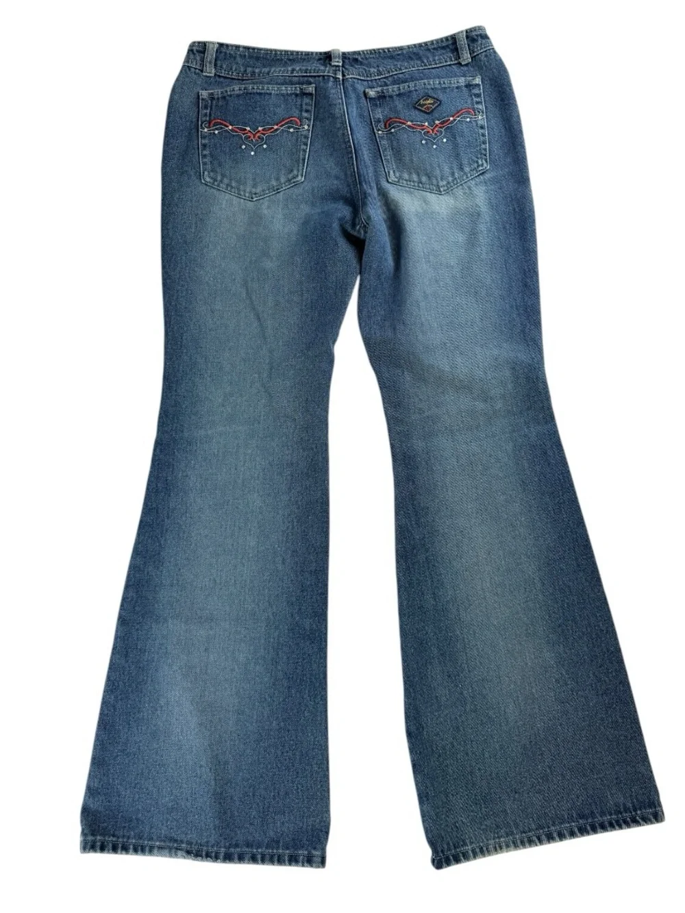 Angels Y2K Flare Jeans 11 Embroidered Low Rise Bell Bottom Denim indie sleaze